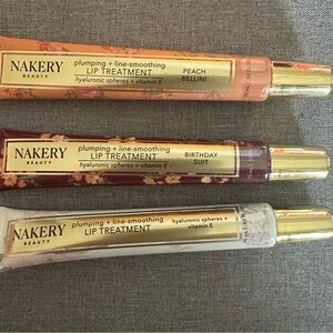 Nakery Beauty Lip Treatment Trio - Peach Bellini, Birthday Suit, Clear